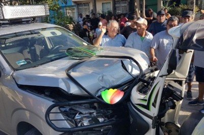 Mototaxista lesionado en choque vial