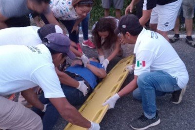 Mujer lesionada en accidente