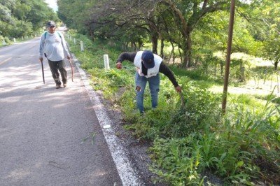 Protección Civil limpia derecho de vía en Villacorzo 